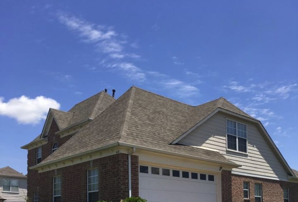 Suburban house with blue sky background