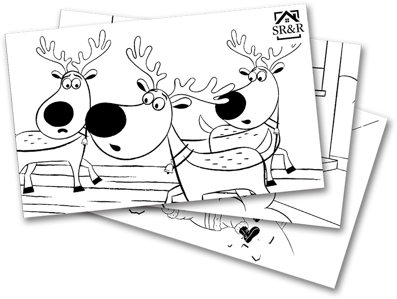 Cartoon reindeer coloring pages for kids.