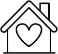 House icon with heart symbol inside